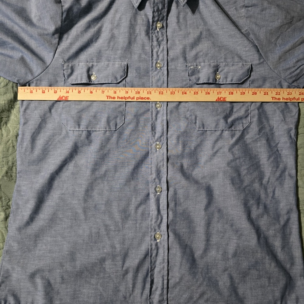 Sears‎ Fieldmaster Chambray Work Shirt Vintage Hand Painted Horse Size Large - Picture 9 of 9